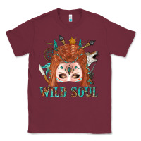 Burgundy Western İndian Wild Soul With Braid Hair Woman Classic Tee - BundleAndBundleShop
