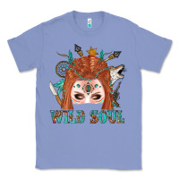 Colony Blue Western İndian Wild Soul With Braid Hair Woman Classic Tee - BundleAndBundleShop