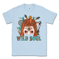 Dusty Blue Western İndian Wild Soul With Braid Hair Woman Classic Tee - BundleAndBundleShop