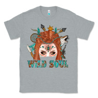 Heather Grey Western İndian Wild Soul With Braid Hair Woman Classic Tee - BundleAndBundleShop
