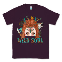 Plum Western İndian Wild Soul With Braid Hair Woman Classic Tee - BundleAndBundleShop