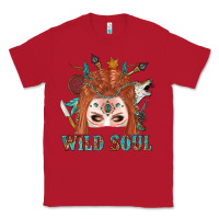 Red Western İndian Wild Soul With Braid Hair Woman Classic Tee - BundleAndBundleShop