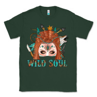 Sports Green Western İndian Wild Soul With Braid Hair Woman Classic Tee - BundleAndBundleShop