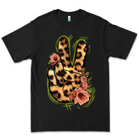 Black Leopard Floral Peace Sign Premium Tee - Jasminsmagicworld