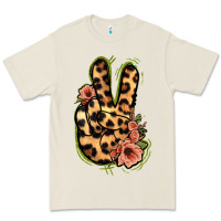 Bone Leopard Floral Peace Sign Premium Tee - Jasminsmagicworld