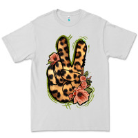 Dove Grey Leopard Floral Peace Sign Premium Tee - Jasminsmagicworld