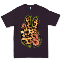 Plum Leopard Floral Peace Sign Premium Tee - Jasminsmagicworld
