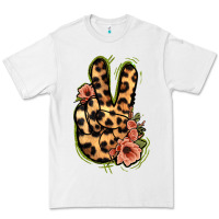 White Leopard Floral Peace Sign Premium Tee - Jasminsmagicworld