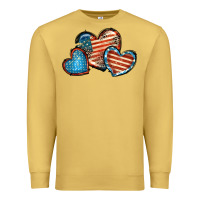 Antique Gold American flag hearts 4th of july Premium Sweatshirt - FaDigitalArtStudio