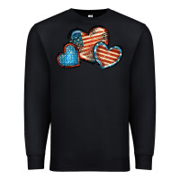 Black American flag hearts 4th of july Premium Sweatshirt - FaDigitalArtStudio