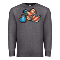 Charcoal Heather American flag hearts 4th of july Premium Sweatshirt - FaDigitalArtStudio