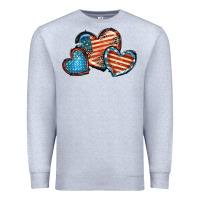 Heather Grey American flag hearts 4th of july Premium Sweatshirt - FaDigitalArtStudio