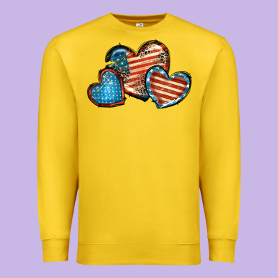 American Flag Hearts 4th Of July Premium Sweatshirt Designed By Fadigitalartstudio