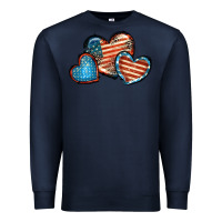 Navy American flag hearts 4th of july Premium Sweatshirt - FaDigitalArtStudio