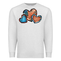 Oatmeal Heather American flag hearts 4th of july Premium Sweatshirt - FaDigitalArtStudio