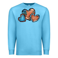 Ocean Blue American flag hearts 4th of july Premium Sweatshirt - FaDigitalArtStudio