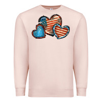 Pale Pink American flag hearts 4th of july Premium Sweatshirt - FaDigitalArtStudio