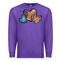 Purple American flag hearts 4th of july Premium Sweatshirt - FaDigitalArtStudio
