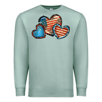 Seafoam American flag hearts 4th of july Premium Sweatshirt - FaDigitalArtStudio