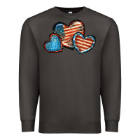 Smoke American flag hearts 4th of july Premium Sweatshirt - FaDigitalArtStudio