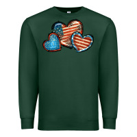 Sports Green American flag hearts 4th of july Premium Sweatshirt - FaDigitalArtStudio