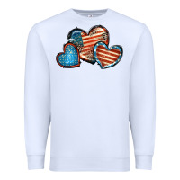 White American flag hearts 4th of july Premium Sweatshirt - FaDigitalArtStudio