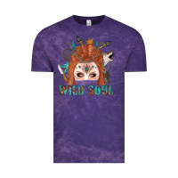 Cloud Purple Western İndian Wild Soul With Braid Hair Woman Vintage Tee - BundleAndBundleShop