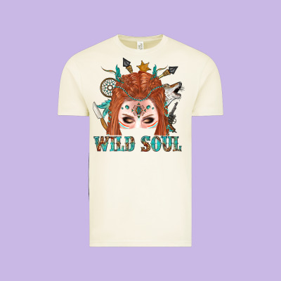 Western İndian Wild Soul With Braid Hair Woman Vintage Tee Designed By Bundleandbundleshop