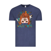 Vintage Denim Western İndian Wild Soul With Braid Hair Woman Vintage Tee - BundleAndBundleShop