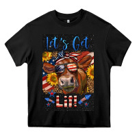 Black Western Let's Get Lit Cow Heavy Core Tee - LillyAllenDesigns