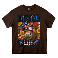 Chocolate Brown Western Let's Get Lit Cow Heavy Core Tee - LillyAllenDesigns