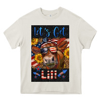 Cream Western Let's Get Lit Cow Heavy Core Tee - LillyAllenDesigns