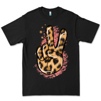 Black Pink Glitter Leopard Peace Sign Premium Tee - Jasminsmagicworld