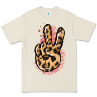 Bone Pink Glitter Leopard Peace Sign Premium Tee - Jasminsmagicworld