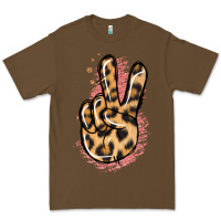 Cacao Pink Glitter Leopard Peace Sign Premium Tee - Jasminsmagicworld