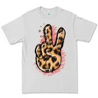 Dove Grey Pink Glitter Leopard Peace Sign Premium Tee - Jasminsmagicworld
