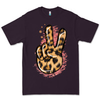 Plum Pink Glitter Leopard Peace Sign Premium Tee - Jasminsmagicworld