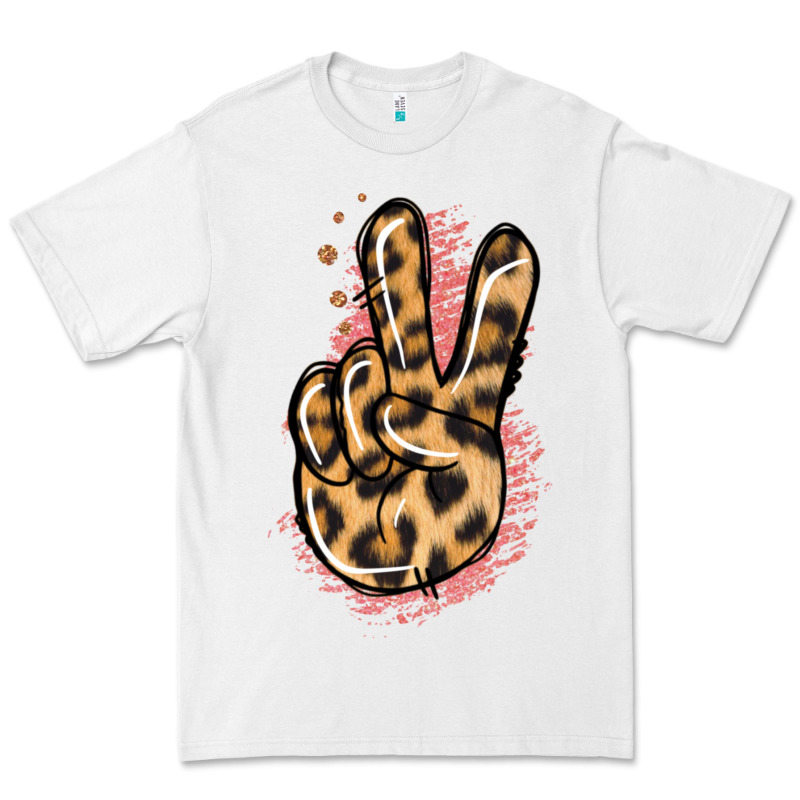 Pink Glitter Leopard Peace Sign Premium Tee by Jasminsmagicworld | Teevron
