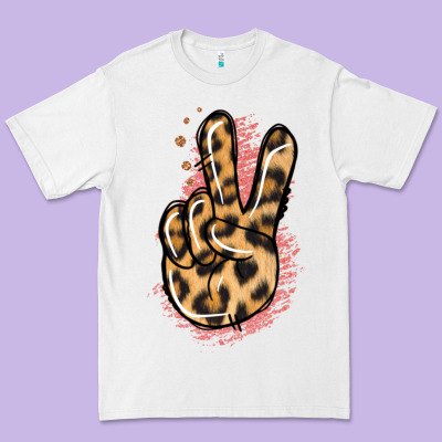 Pink Glitter Leopard Peace Sign Premium Tee Designed By Jasminsmagicworld