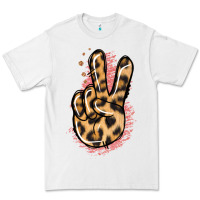 White Pink Glitter Leopard Peace Sign Premium Tee - Jasminsmagicworld