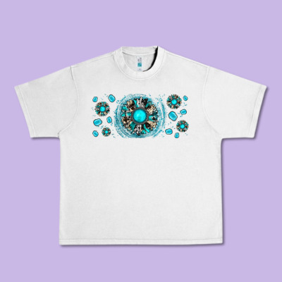 Turquoise Gemstone Sunflower Urban Heavy Tee Designed By Jahusdesignshop