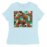 Baby Blue astec cowhide highlands cow Ladies Tee - BarkalooDesign