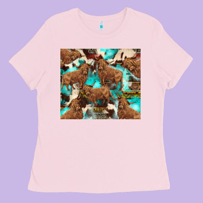 Astec Cowhide Highlands Cow Ladies Tee Designed By Barkaloodesign