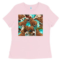 Bubblegum Pink astec cowhide highlands cow Ladies Tee - BarkalooDesign