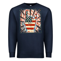 Navy Freedom rock hand Premium Sweatshirt - FaDigitalArtStudio