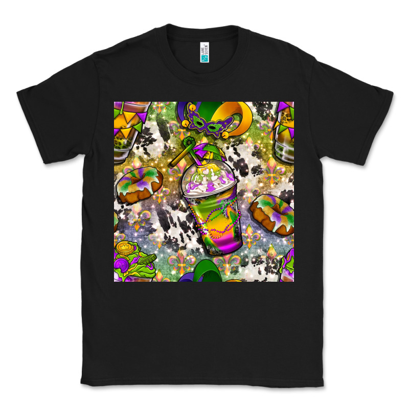 Mardi Gras Coffee Cups And Donut With Cowhide Classic Tee by BundleAndBundleShop | Teevron