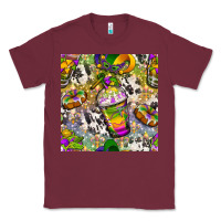 Burgundy Mardi Gras coffee cups and donut with cowhide Classic Tee - BundleAndBundleShop
