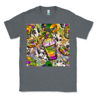 Charcoal Heather Mardi Gras coffee cups and donut with cowhide Classic Tee - BundleAndBundleShop