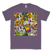 Lavender Mardi Gras coffee cups and donut with cowhide Classic Tee - BundleAndBundleShop
