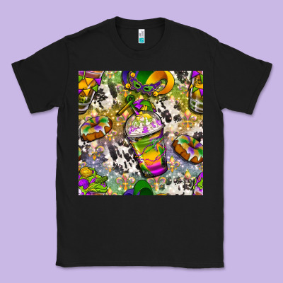 Mardi Gras Coffee Cups And Donut With Cowhide Classic Tee Designed By Bundleandbundleshop